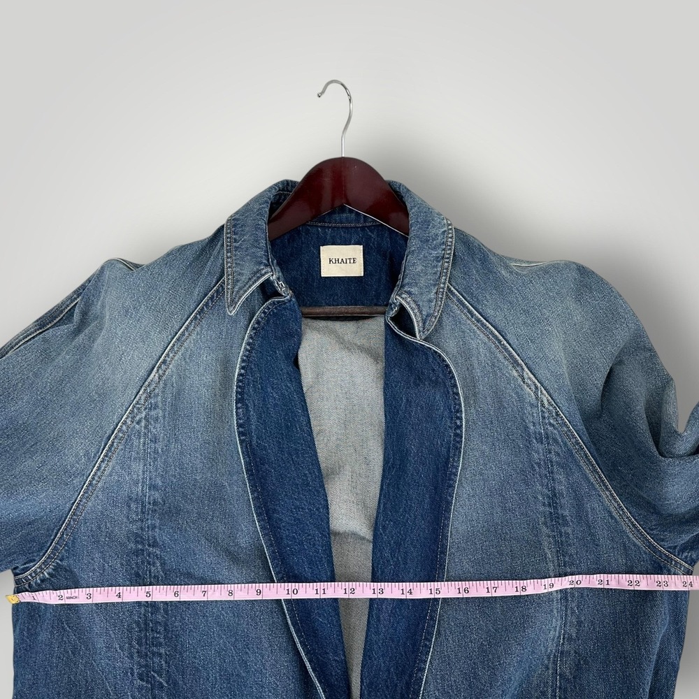 KHAITE Roth Trench Coat Small Blue Denim Belted Made Italy Prototype - Picture 13 of 14